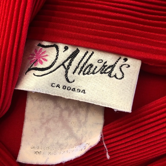 Vintage Red Chiffon Blouse Pleated Mock Neck Size 18 - Picture 8 of 12